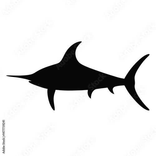 blue marlin vector silhouette icon - ideal for fishing logos, seafood icons, and aquatic-themed graphics.
