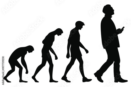silhouette of a human evolution vector 