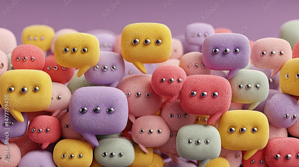 Obraz premium Colorful speech bubbles overlapping pattern