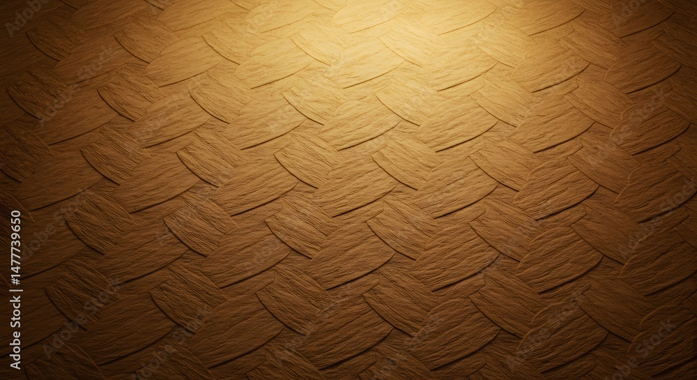 Fototapeta premium Woven Texture Pattern with Light Source on Brown Surface