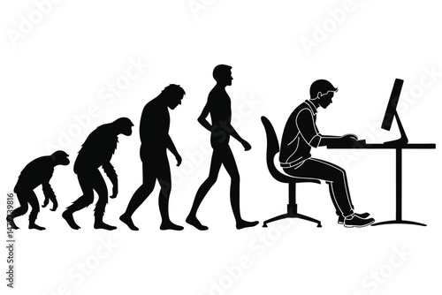 silhouette of a human evolution vector 