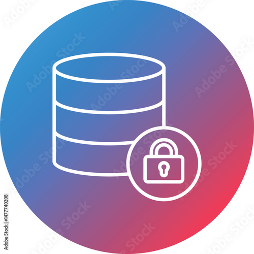 Database Lock Line Gradient Circle Background Icon