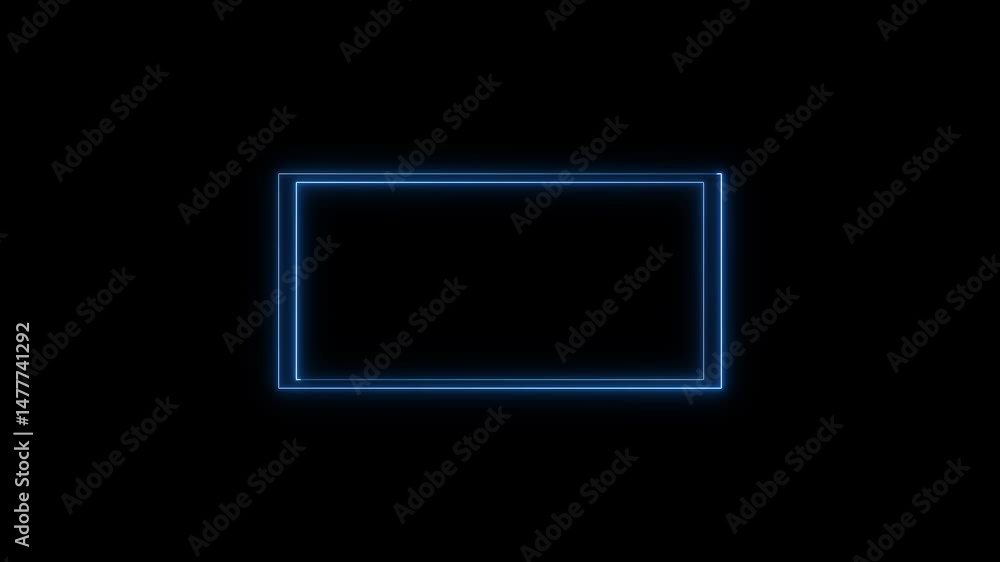 Neon Rectangle Border .Blue and pink neon rectangle frame. Black background 4k animation. Abstract rectangular tech billboard design. Horizontal night music club party modern round signage. Neon Rectangle Border .Blue and pink neon rectangle frame. Black background 4k animation. Abstract rectangular tech billboard design. Horizontal night music club party modern round signage.