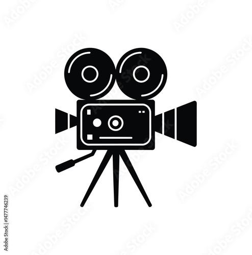 Vintage Film Camera Icon: Retro Video Equipment Illustration