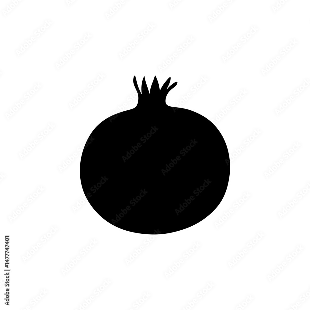 Fototapeta premium Pomegranate silhouette vector flat illustration on white background.