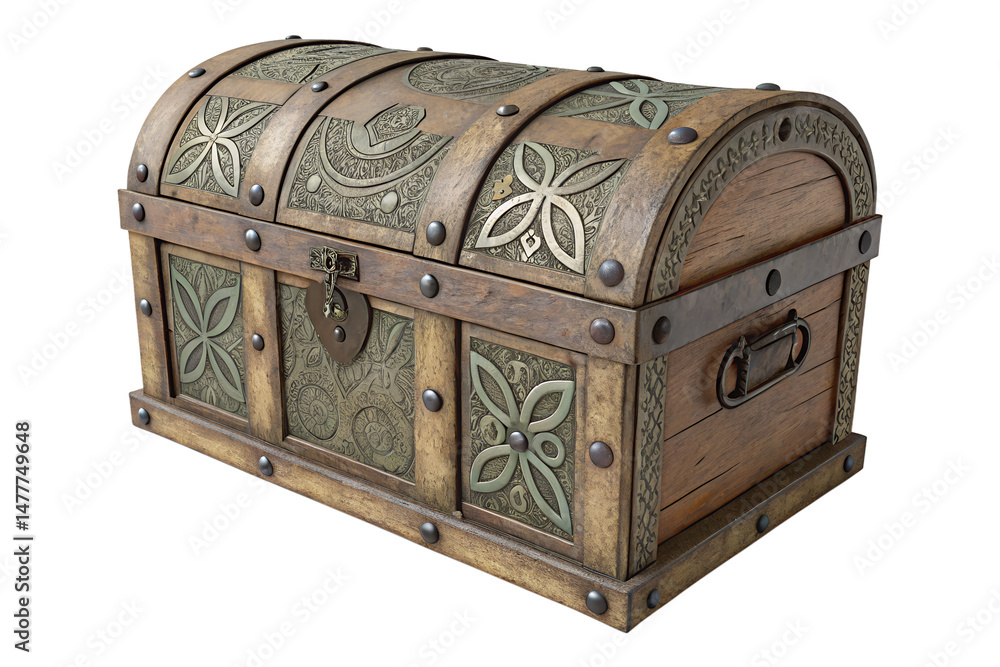 old wooden chest box isolated on white or transparent png