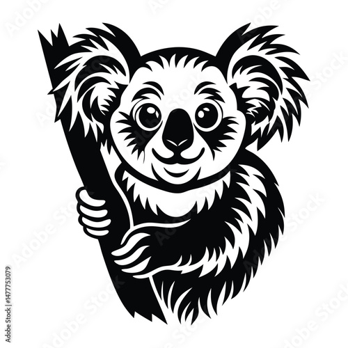 Wallpaper Mural Koala silhouette vector, koala clinging to tree silhouette vector illustration, Minimalist Koala Silhouette Torontodigital.ca