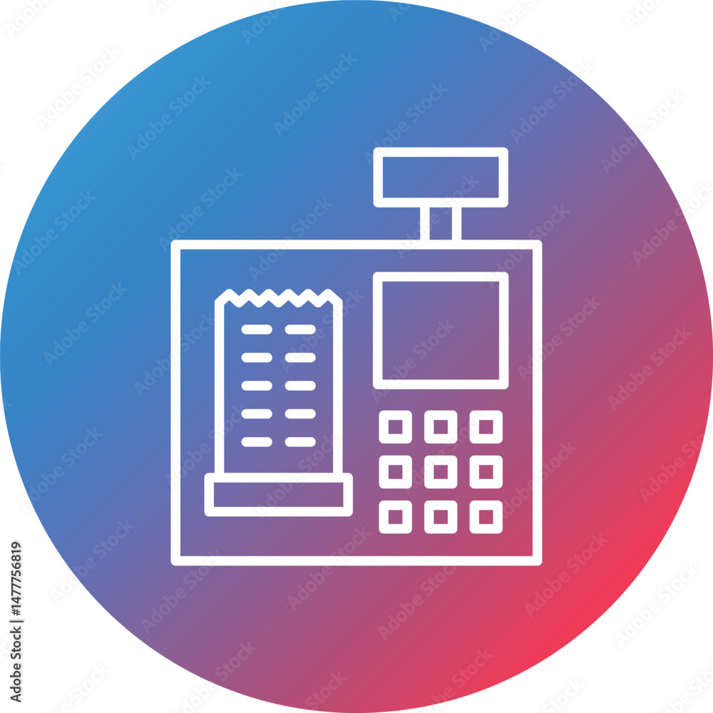 Cash Register Line Gradient Circle Background Icon Cash Register Line Gradient Circle Background Icon
