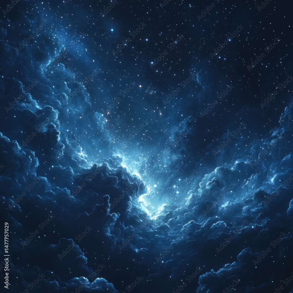 Obraz premium Cosmic clouds illuminated by starlight in a deep space.