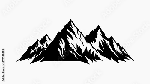 Bold Mountain Silhouette Vector – High Contrast Black and White Peak Illustration