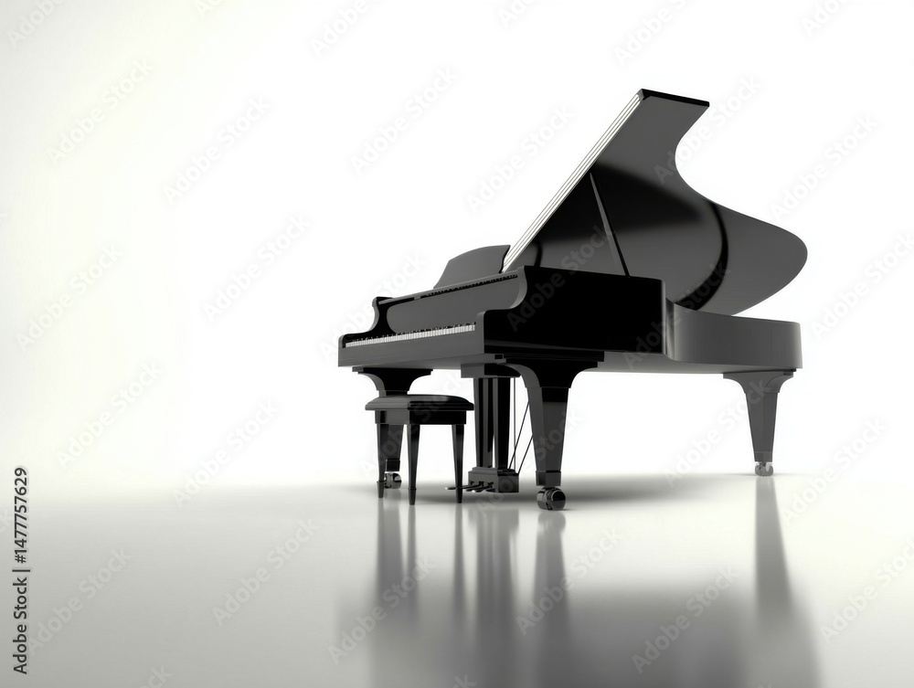 Grand piano on white background studio shot elegant musical instrument for concert performance and classical music recording Grand piano on white background studio shot elegant musical instrument for concert performance and classical music recording