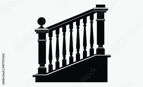 balustrade silhouette, balustrade silhouette vector, railing pattern icon, architectural fence shape, black balcony design, classic baluster graphic, decorative railing outline, repeating pillar eleme