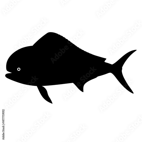 dorado mahi mahi vector silhouette icon - ideal for fishing logos, seafood icons, and aquatic-themed graphics.