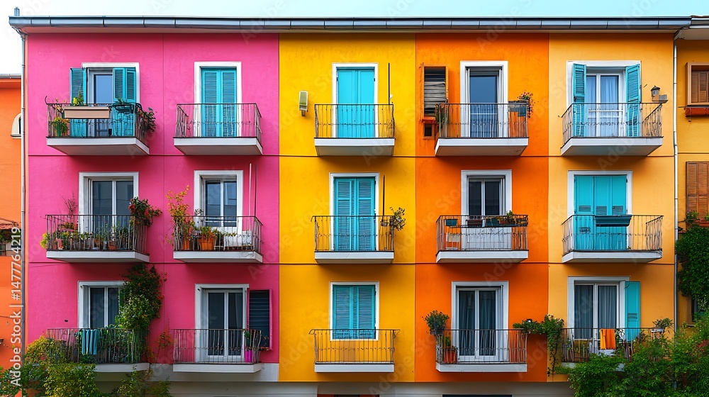 Colorful Facade Of Building With Balconies High Resolution Photo Of Architecture Colorful Facade Of Building With Balconies High Resolution Photo Of Architecture