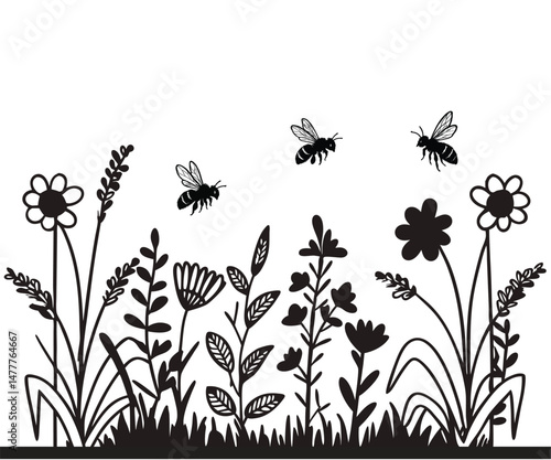Bee honey hunting in garden from flower 4