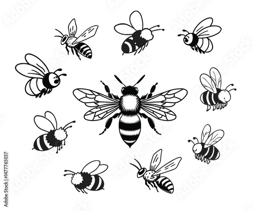 set of flying bees 1