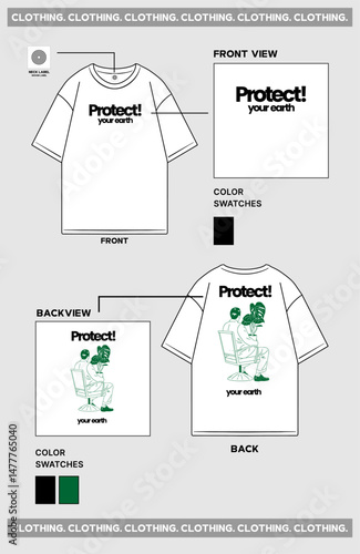 Design t shirt mockup oversize street wear protect your earth
