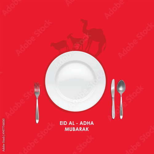 Eid al Adha Mubarak logo name typography creative concept idea design flyer social media post web banner greeting card for a restaurant or food brand. Vector illustration
