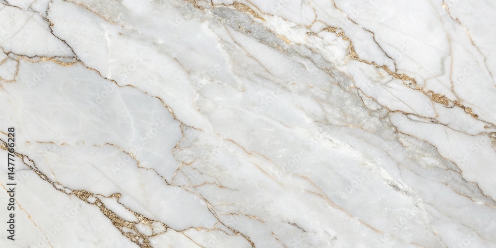 Naklejka premium White marble floor texture with subtle gray and gold veining, elegant natural stone pattern for luxury flooring or architectural background