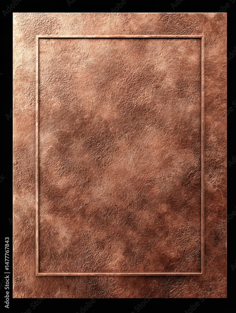 Fototapeta premium Copper textured background with frame close up shot for abstract design element and graphic resource material