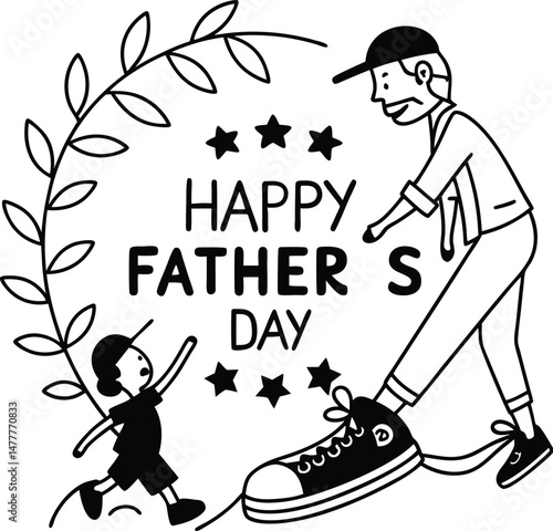 father and son hokey players vector