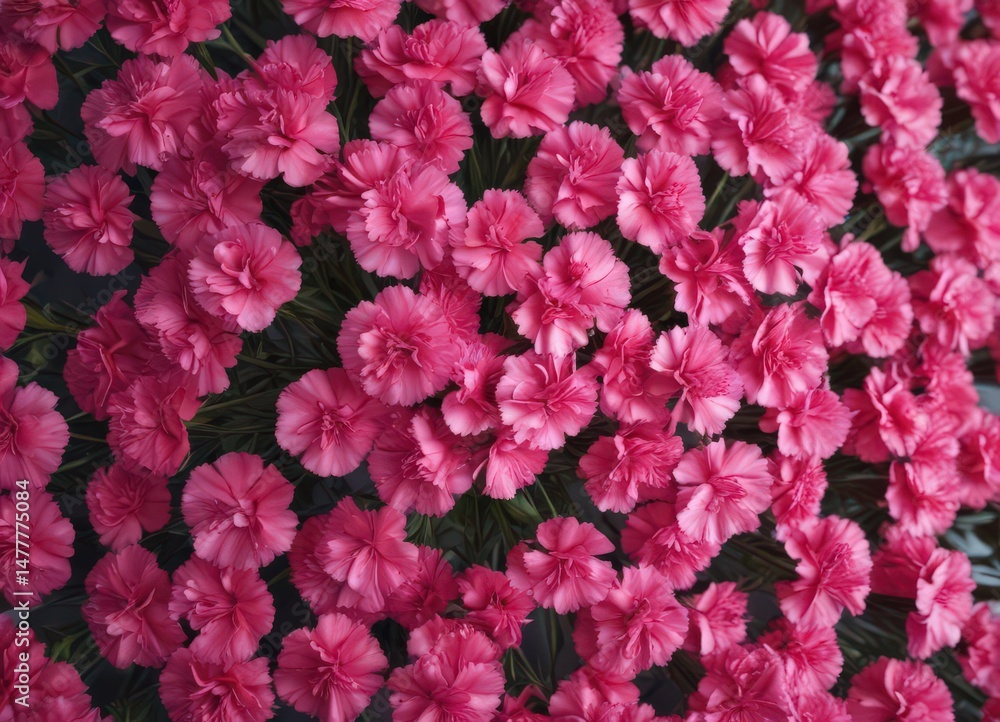 Carnation viewed from above, vibrant pink petals, Mother's Day design , elegant, love Carnation viewed from above, vibrant pink petals, Mother's Day design , elegant, love