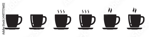 Cup icons set. Coffee or tea cup icon. Hot drink icon.