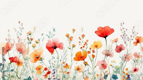 Watercolor floral medley, Delicate springtime blooms in soft washes