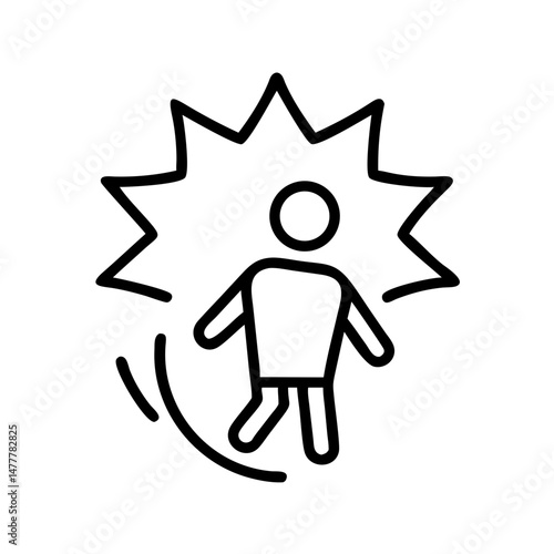 An icon depicting a person in danger and an accident representing the concept of insurance coverage with consequences  