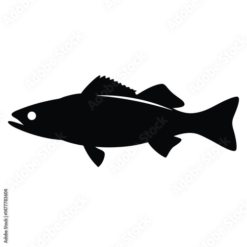 hake vector silhouette icon - ideal for fishing logos, seafood icons, and aquatic-themed graphics.