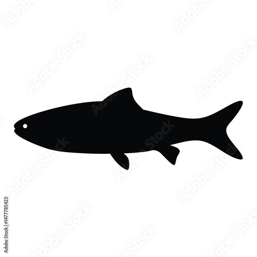 herring vector silhouette icon - ideal for fishing logos, seafood icons, and aquatic-themed graphics.