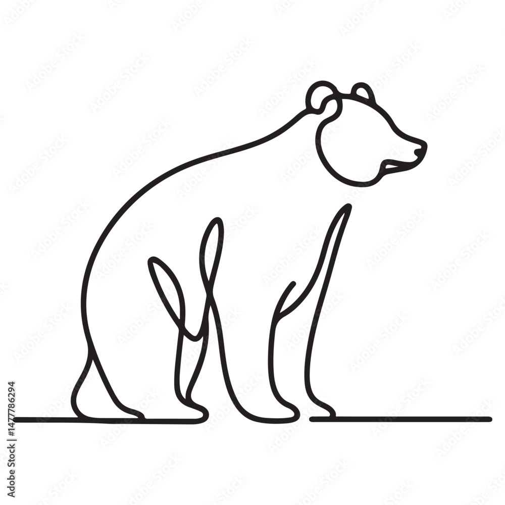 Majestic Bear Silhouette Single Line Art Design for Nature Lovers Majestic Bear Silhouette Single Line Art Design for Nature Lovers