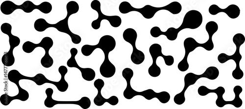 Morphing blob dot set.Connected meta circles for abstract patterns, stickers, badges, posters, and web projects.