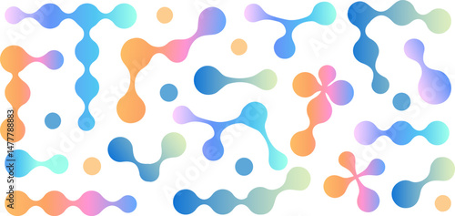 Morphing blob dot set.Connected meta circles for abstract patterns, stickers, badges, posters, and web projects.