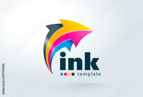 Ink Cmyk Arrows actoins. Printing theme logo. Template design vector. White background