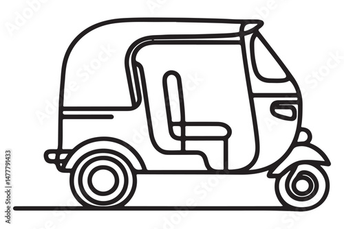 Silhouette Auto Rickshaw Illustration Vector Image, Public Transportation Art