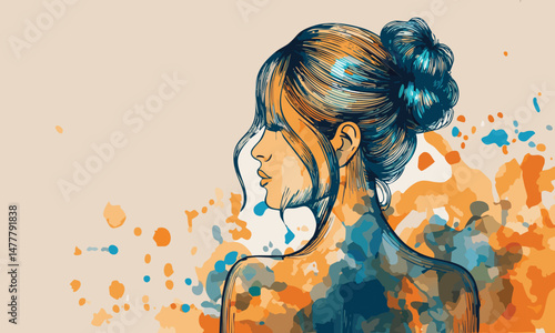 Abstract Woman Watercolor Art Beauty and Creativity Fusion