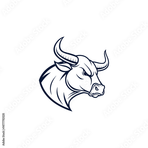 bull silhouette icon. strength and perseverance symbol. vector image of animal

