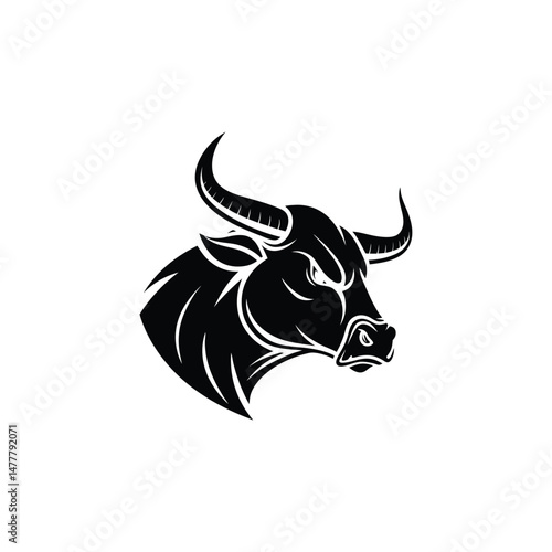 bull silhouette icon. strength and perseverance symbol. vector image of animal

