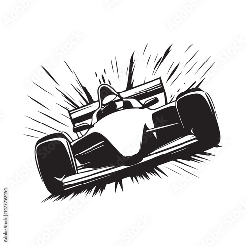 Speed Racing Images. Speeding Sports formula car on Race track vector image.