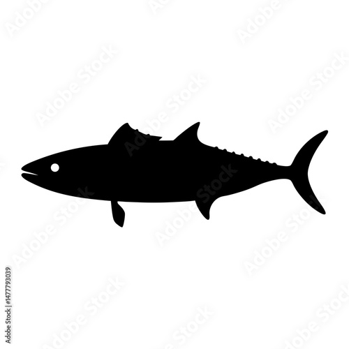 king mackerel vector silhouette icon - ideal for fishing logos, seafood icons, and aquatic-themed graphics.
