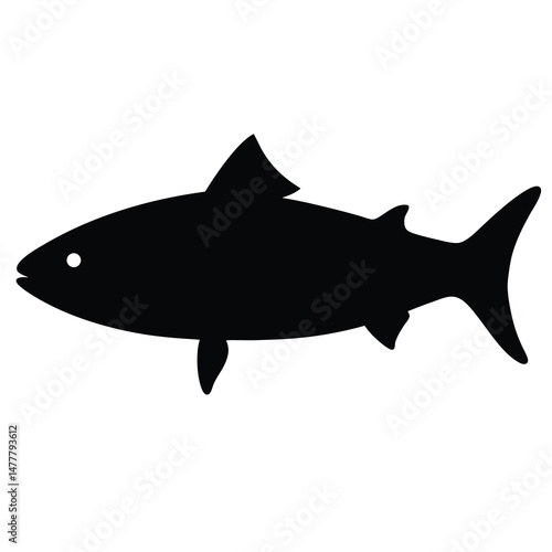 king mackerel vector silhouette icon - ideal for fishing logos, seafood icons, and aquatic-themed graphics.