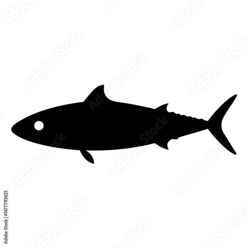 king mackerel vector silhouette icon - ideal for fishing logos, seafood icons, and aquatic-themed graphics.