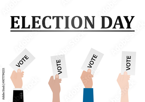 Hand Holding Ballot Paper or Voting Paper. Election Concept. Vector Illustration.