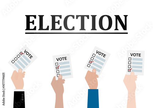 Hand Holding Ballot Paper or Voting Paper. Election Concept. Vector Illustration.