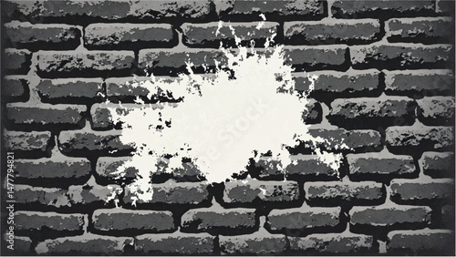 Black and white tone Brick wall background. A black and white brick wall texture with a grungy, distressed look.	