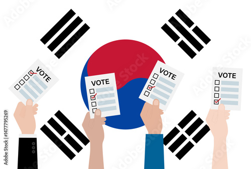 Election in the Korea. Election Concept. Vector Illustration.