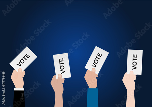 Hand Holding Ballot Paper or Voting Paper. Election Concept. Vector Illustration.