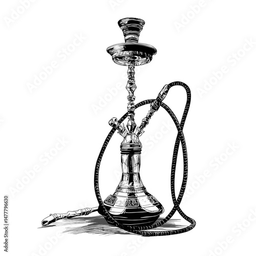 hookah sketch vector on white background .Generative AI
