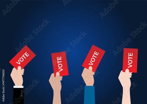 Hand Holding Ballot Paper or Voting Paper. Election Concept. Vector Illustration.